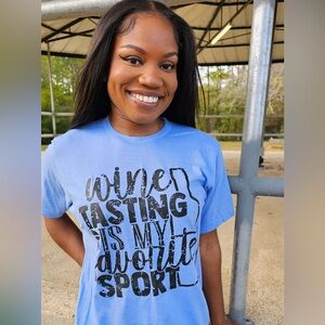 Wine Humor Baby Blue Tultex Tee